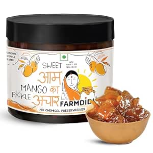Farm Didi Sweet Mango Pickle with Jaggery 325g | Homemade Aam ka Meetha Achar | Oil-Free Traditional Indian Pickle | Sweet Mango Achaar | No Chemical Preservatives