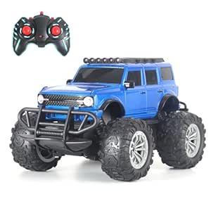 popsugar Off Roader Rechargeable Remote Control Car | RC Car Monster Truck | 4 Headlight Modes | Lithium Battery | C-Type Charging | 2.4GHz Remote Controller | Made in India, Blue