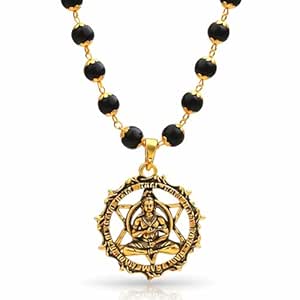 AVORA Gold Plated Karungali Necklace with Pendant | Authentic Karungali Mala Beads Chain for Men & Women | Spiritual Jewellery for Meditation, Positivity & Traditional Daily Wear
