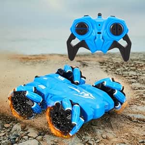 Amazon Brand - Jam & Honey Remote Control Drift Stunt Car Toy | 4x4 RC Car for Kids & Adult | High Speed Racing Car | Omni-Directional Wheels | 360° Rotation | RGB Lights Music | Blue